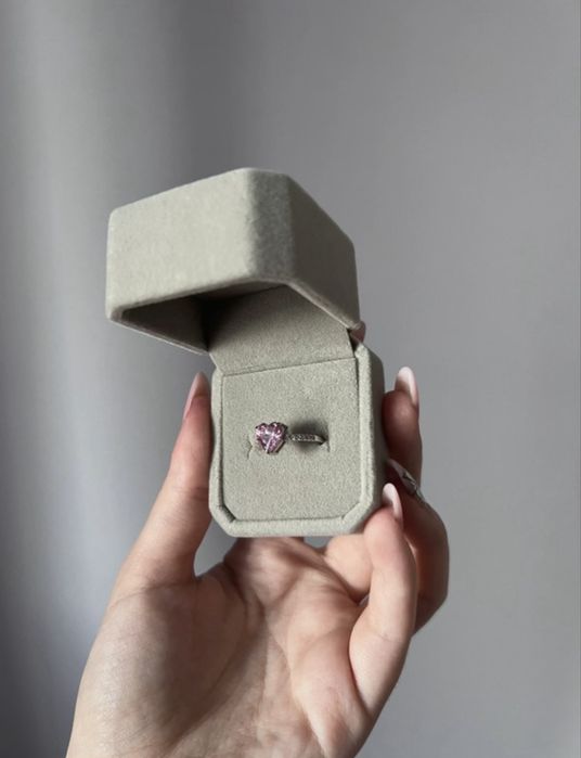 Inel elegant din argint 925 cu piatră zirconiu roz inimă