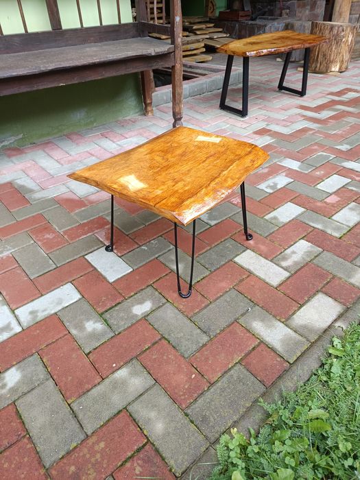 Masa cafea stejar cu picioare metalice