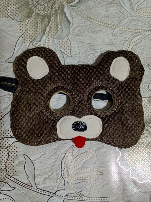 Маска Мишки из велюра, на резинке, с подкладом. Любые маски на заказ.