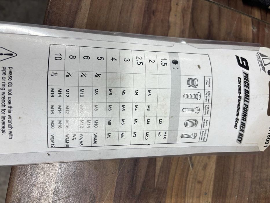 9 ключа торкс Г образни