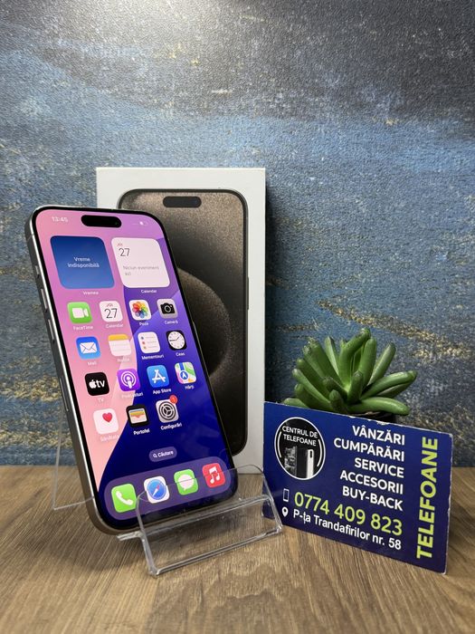 Iphone 15 pro/128gb/2 Ani Garantie Centrul de Telefoane/rate
