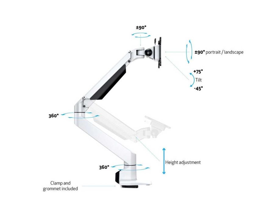 Suport Monitor Gas Lift Multibrackets, 15-32" , White, min. 9 - 21 kg