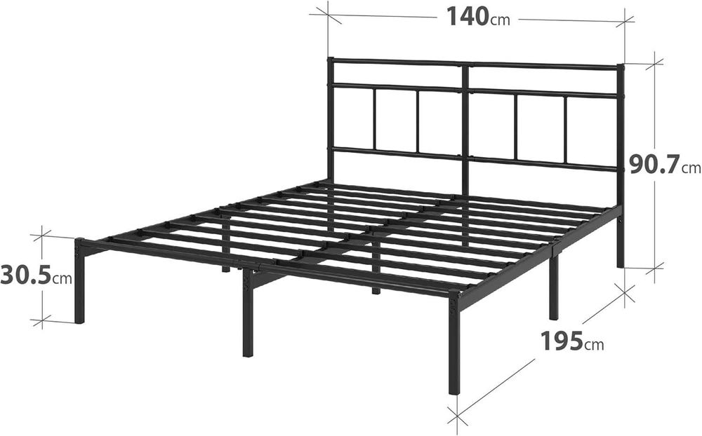 Cadru de pat metalic Zinus Elias ,140 x 190 x30 cm , negru