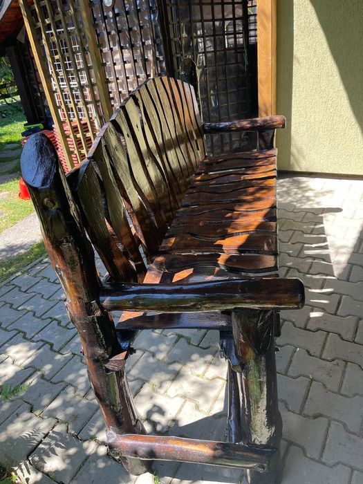 Masă și bănci rustice pentru terase/foișor grădină