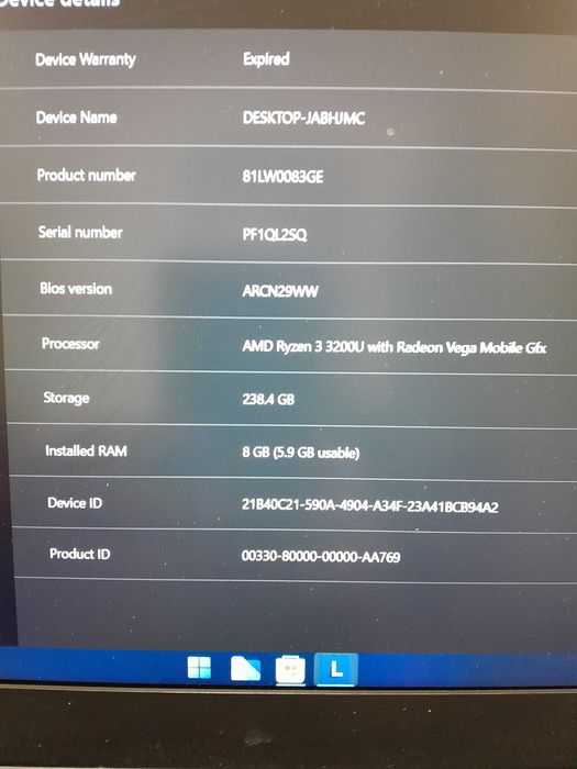 Lenovo IdeaPad L340 , 15,6" Fhd , Ryzen 3 3200U, 8 gb ram , 256 Gb Ssd