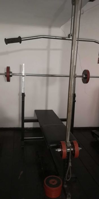 Halteră cu bancă, pentru dezvoltare musculară și antrenamente de forță