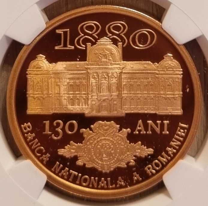 Moneda BNR 1 leu tombac aniversarea 130 ani BNR gradata NGC PF 69 UC