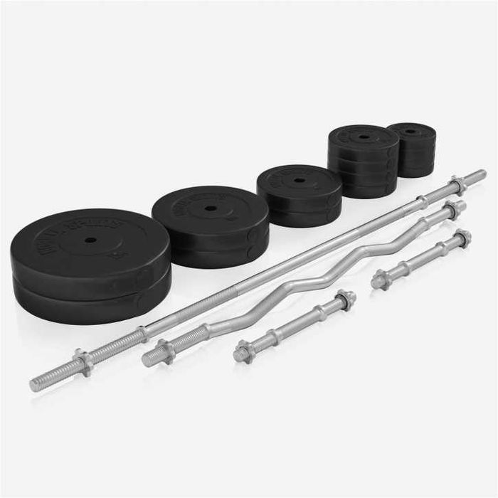 Set banca multifunctionala + greutati din ciment 100kg
