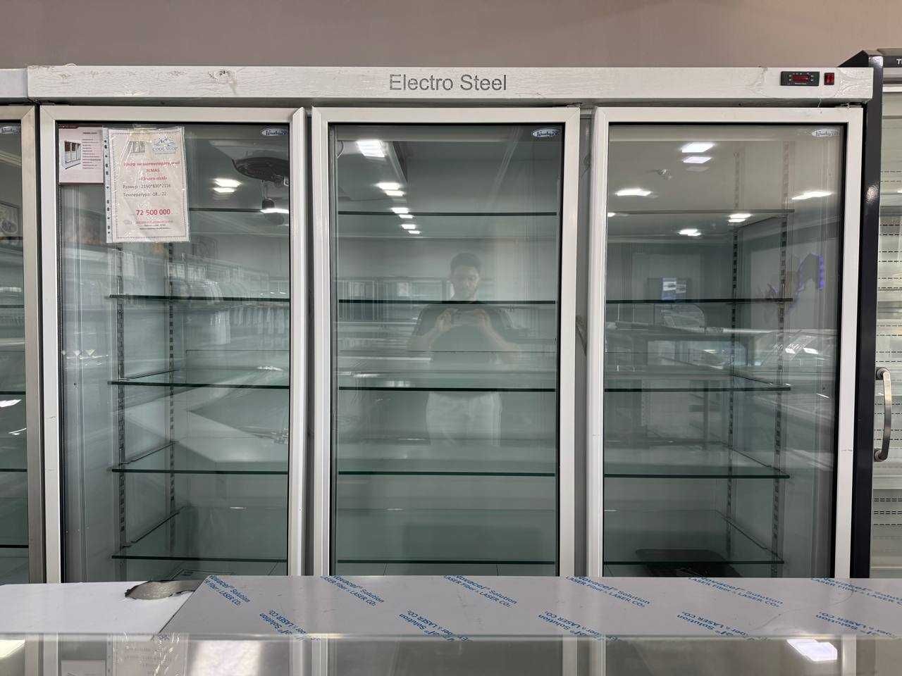 Uch eshikli sovutgich-vitrina — supermarket uchun ideal Electro Steel