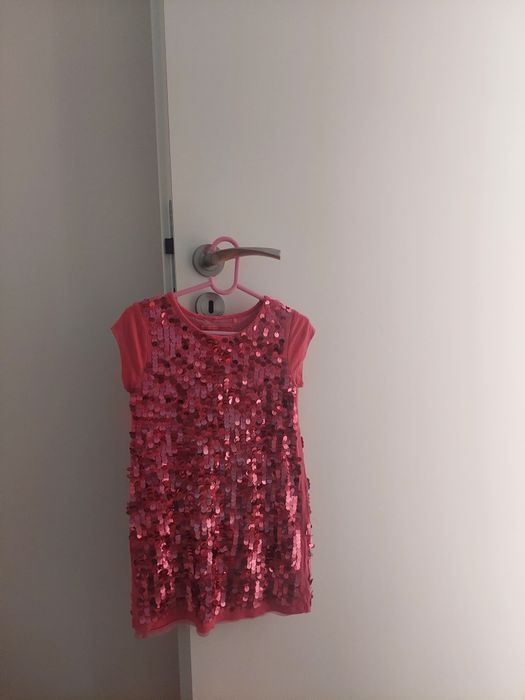 Диско рокля Next, розова с пайети