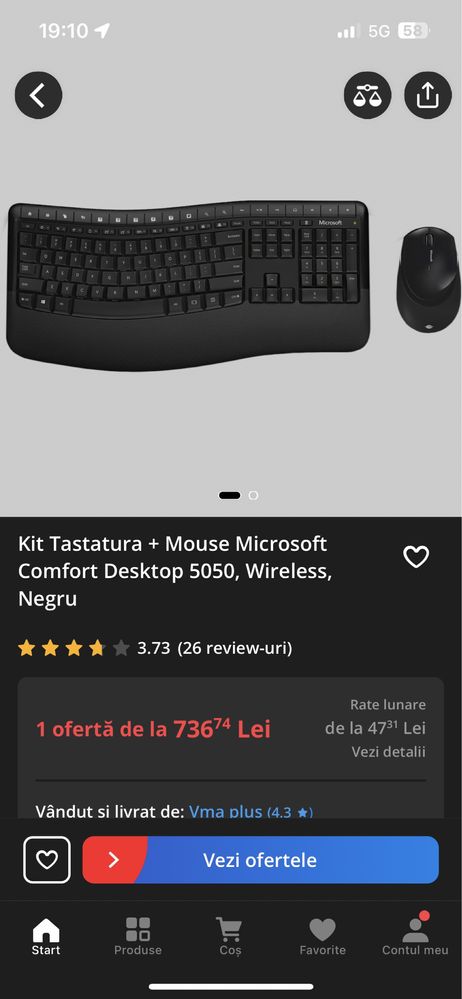 Vand/schimb tastatura+mouse Microsoft 5050 wireless