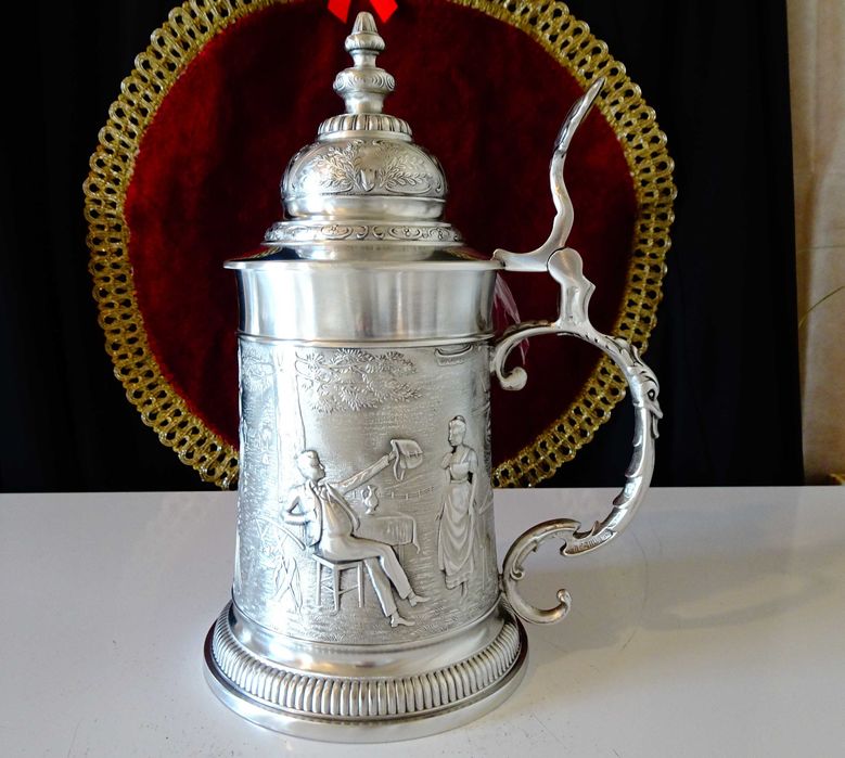 Халба от калай Lindenwirtin,семейство,калаена сватба.