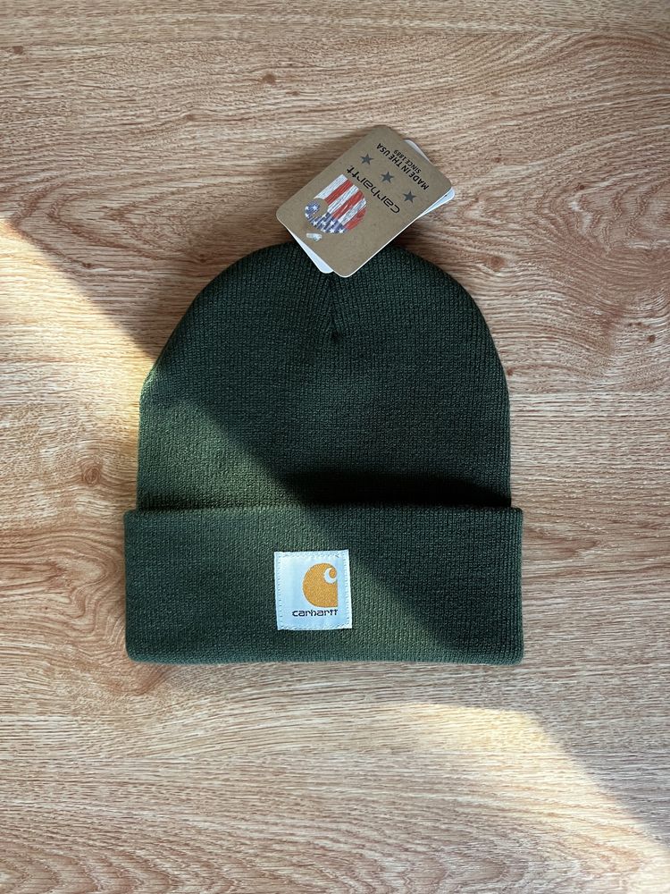 carhartt olive green beanie caciula