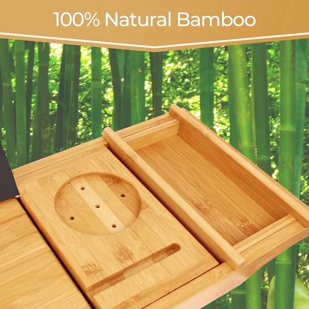 Бамбукова поставка за вана, дъска за вана 109 x 23 x 3,8 cm