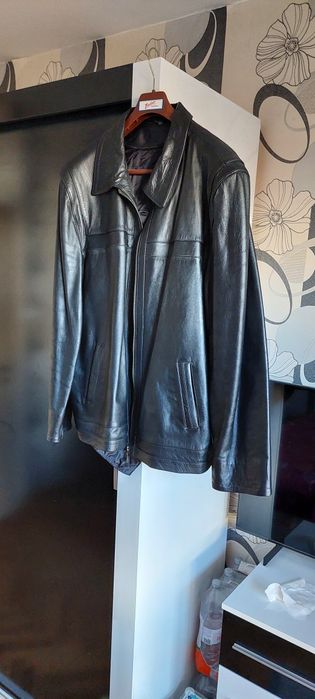 Мъжко кожено яке, черно 4XL