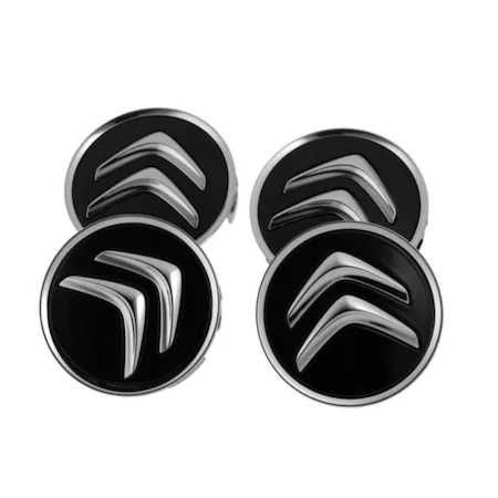 Set 4 capace jante aliaj Citroen 60mm, culoare negru gri