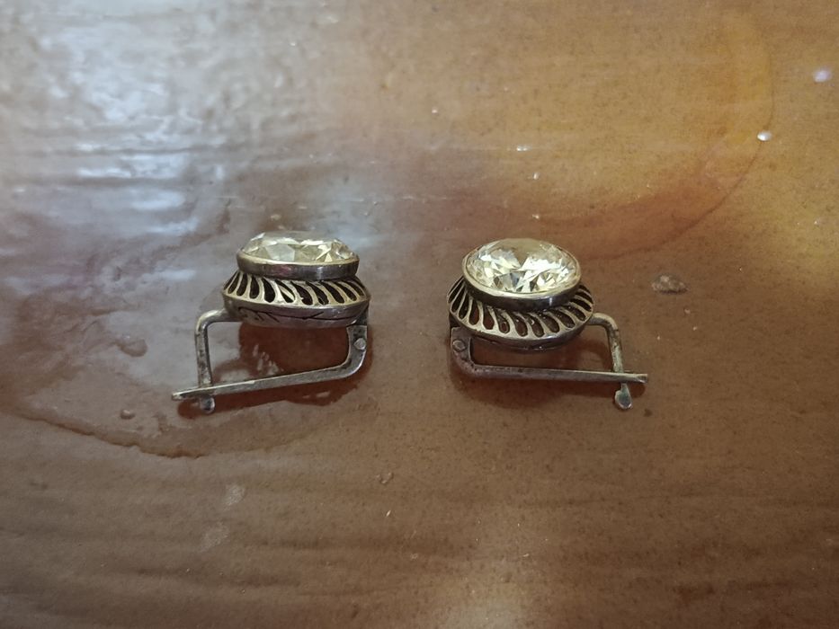 Советские серебряные серьги с фианитами