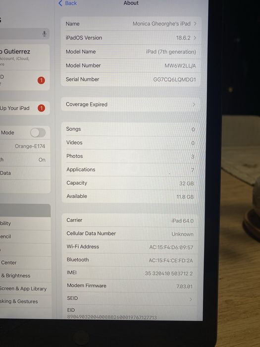 iPad 7 Generație, 32GB, WiFi + Cellular