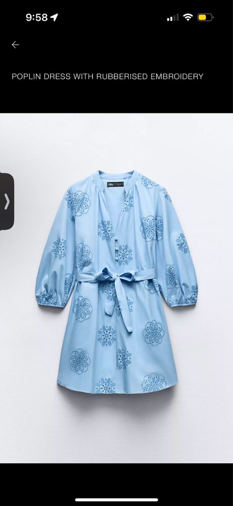 Zara чисто нова разкроена рокля с бродерия