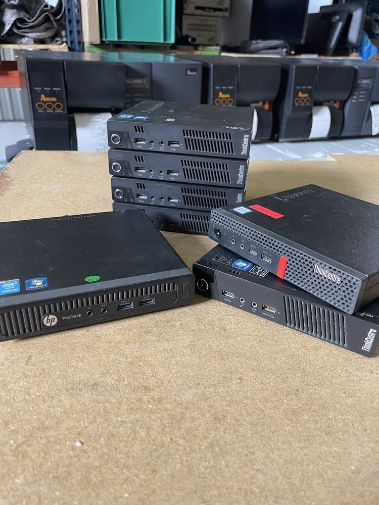 6 бр Lenovo Thinkcentre HP prodesk компютри и адаптори офис склад