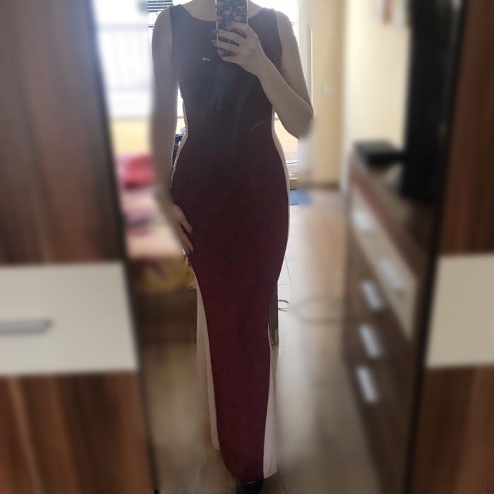 Намалена! Дълга официална рокля супер еластична материя