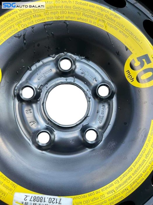 Janta Roata Rezerva Slim 5x112 T125 70 R16 16 3,5Jx16 H2 ET25,5 Audi A3 8P 2004 - 2013 Cod 1K0601027F [B3176]