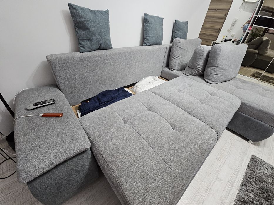Coltar living extensibil pe stanga / dreapta, cu lada