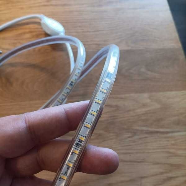 НОВА! LED лента, 1м, SMD 3014, 220V, 120 LED/м, IP67, топло бяла