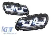 Faruri LED VW Golf 6 VI (2008-up) Design Golf 7 3D U Design Semnal LED Dinamic