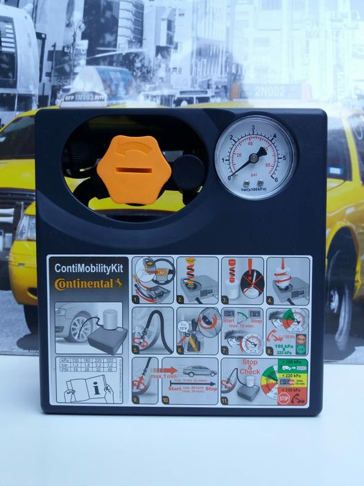 Kit pana compresor auto umflat roti +solutie original Continental 120W