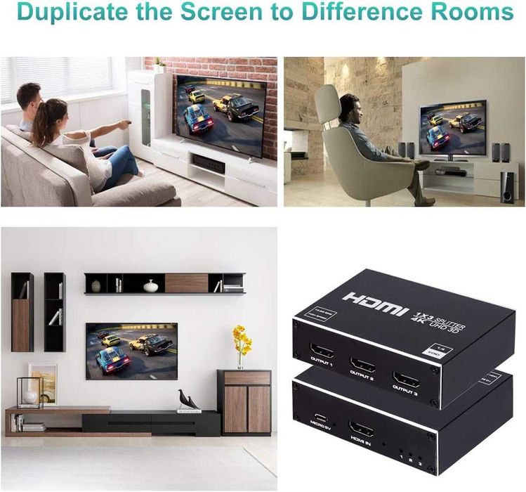 Splitter HDMI 1x3,1IN 3OUT Splitter Audio Video Suport 3D HDTV, STB