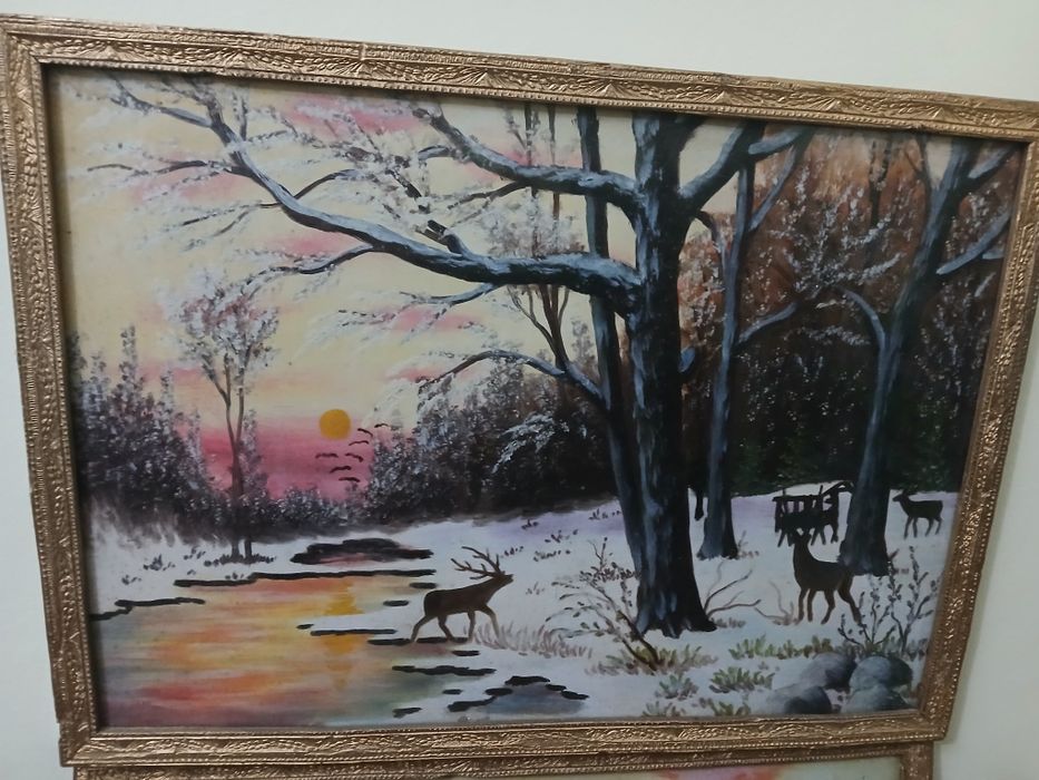 4 tablouri an ulei,aprox.anii 1950,