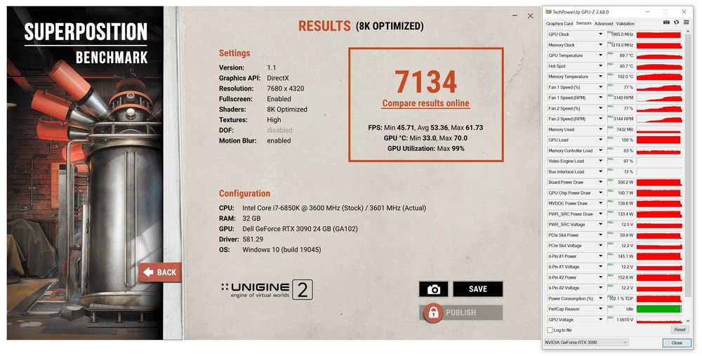 ТОП състояние Видео карта GPU Dell RTX 3090 24GB GDDR6X 384Bit