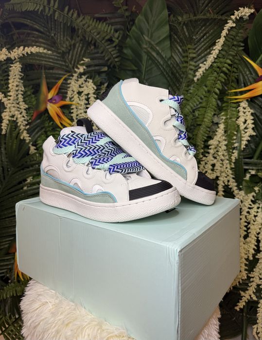 Lanvin Curb Suede Blue White