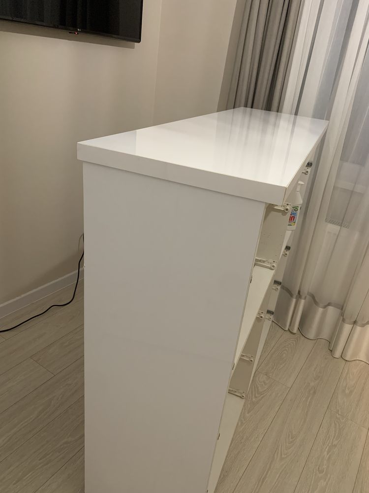 Comoda + 2 noptiere mdf lucios alb
