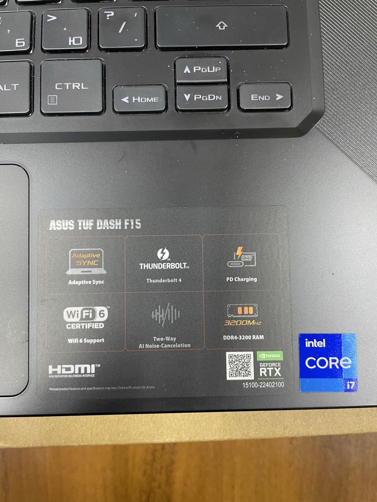 Asus TUF Dash F15 Core i7- 11370H/ RTX 3070