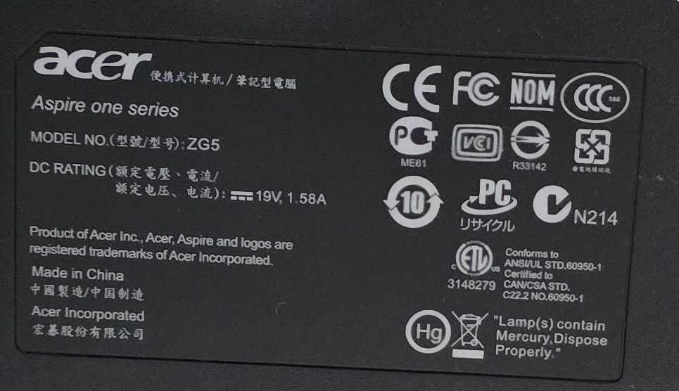 Laptop mini core2duo - Acer Aspire One ZG5 - functional,instalat