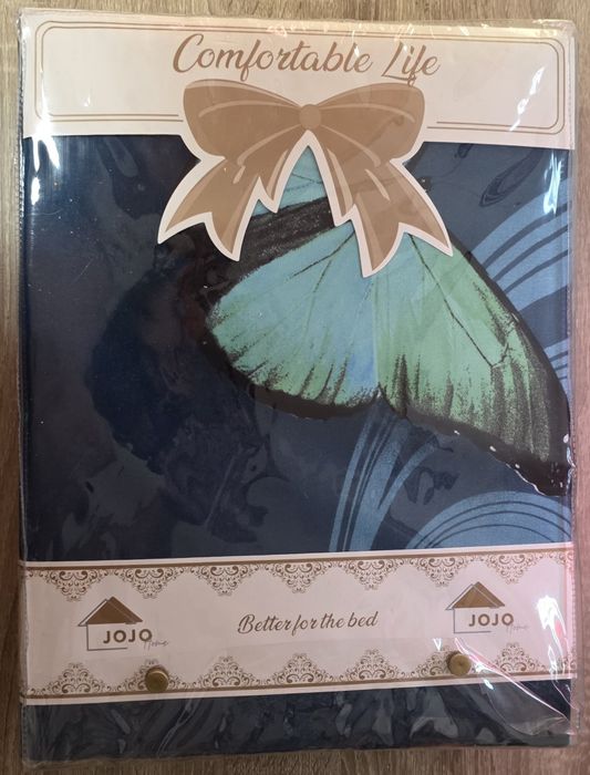lenjSet lenjerie de pat JOJO Home, 6 Piese, imprimeu frunze-fluturi