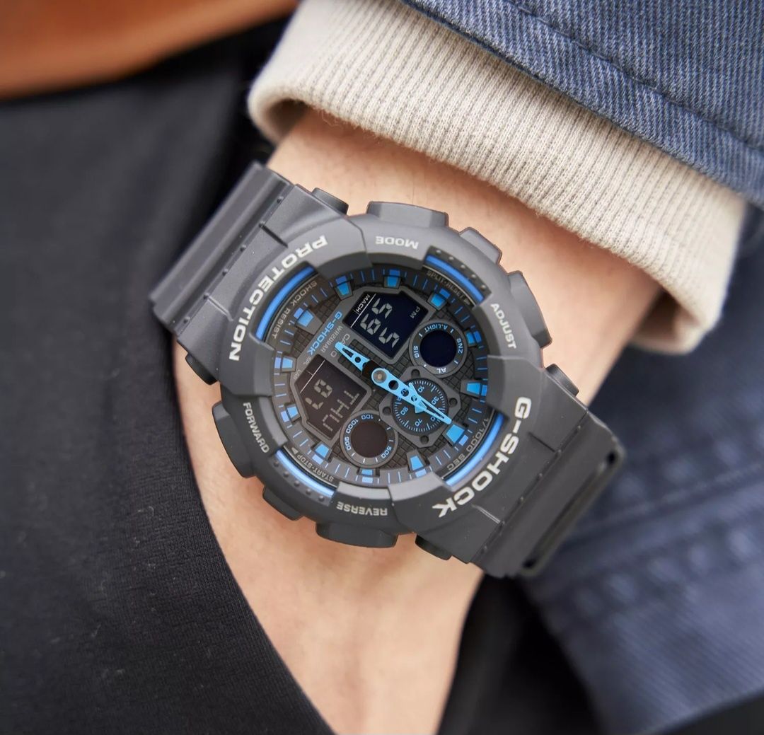 Чисто нов ЧАСОВНИК CASIO G-SHOCK GA-100-1A2ER (син цвят)