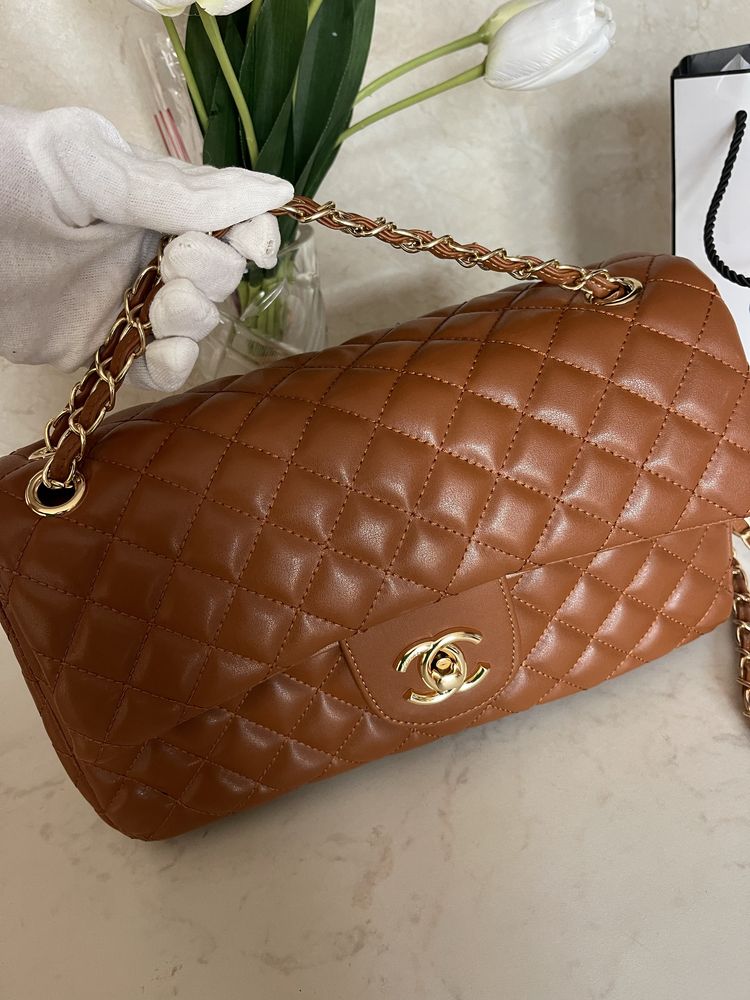 Дамска чанта Chanel CC Classic large кафяв