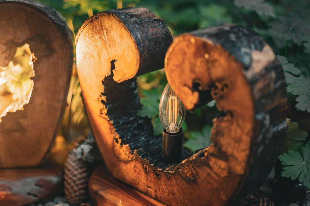 Нощни лампи естествена дървесина