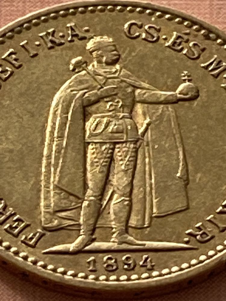 Moneda aur Imperiul AustroUngar, 10 Korona (Coroane), 22 k, 3,38 grame