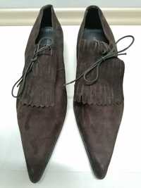 Елегантни Италиански обувки от велур Остри обувки
