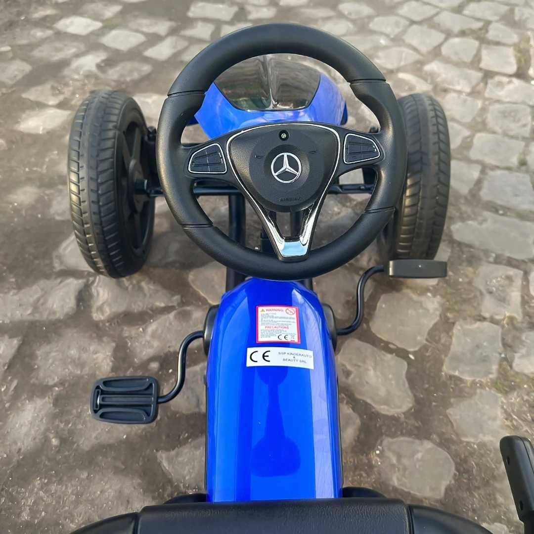 GO Kart cu pedale de la Mercedes, roti cauciuc solid, scaun reglabil