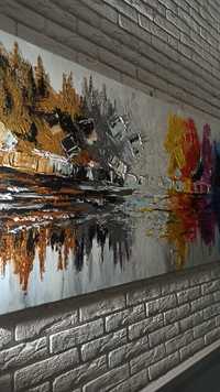 Картина 160 х 85 см холст масло абстрактная живопись интерьерная