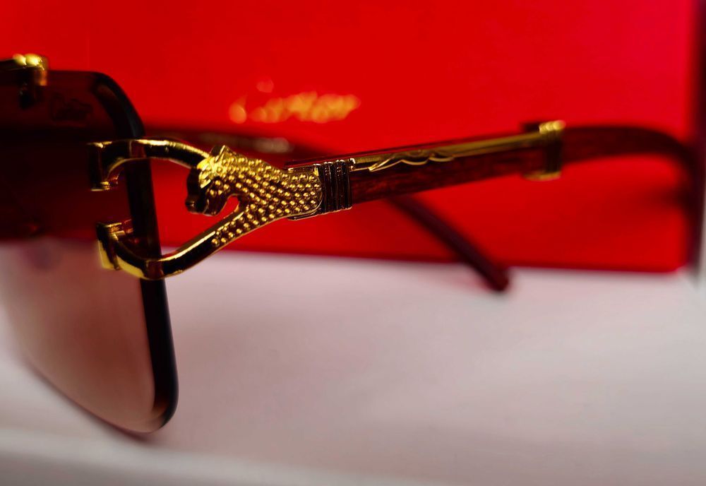Ochelari de soare rimless Cartier Leopard Brown
