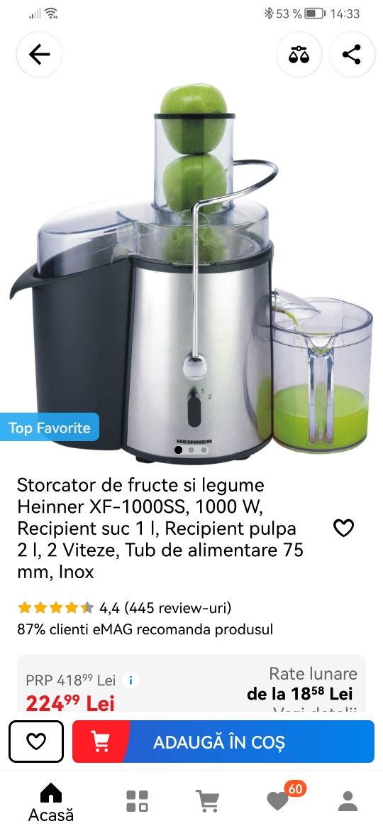 Vând storcător de fructe și legume