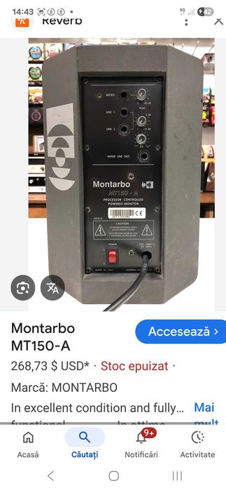 boxa activa montarbo mt 150a pa subwoofer 112 sa 2x150+450w rms