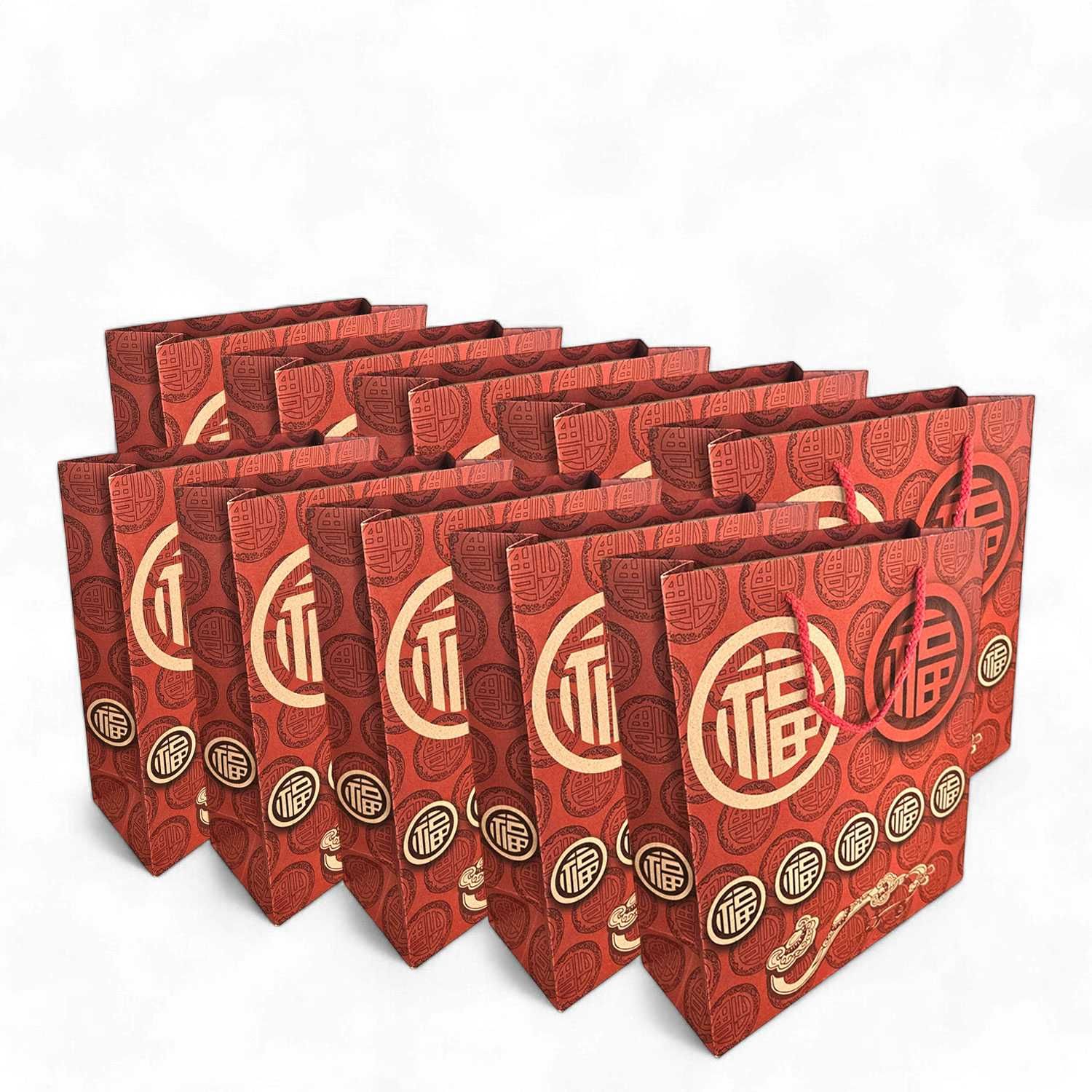 Set 10 pungi cadou hartie, pentru Craciun, sarbatori, ocazii speciale