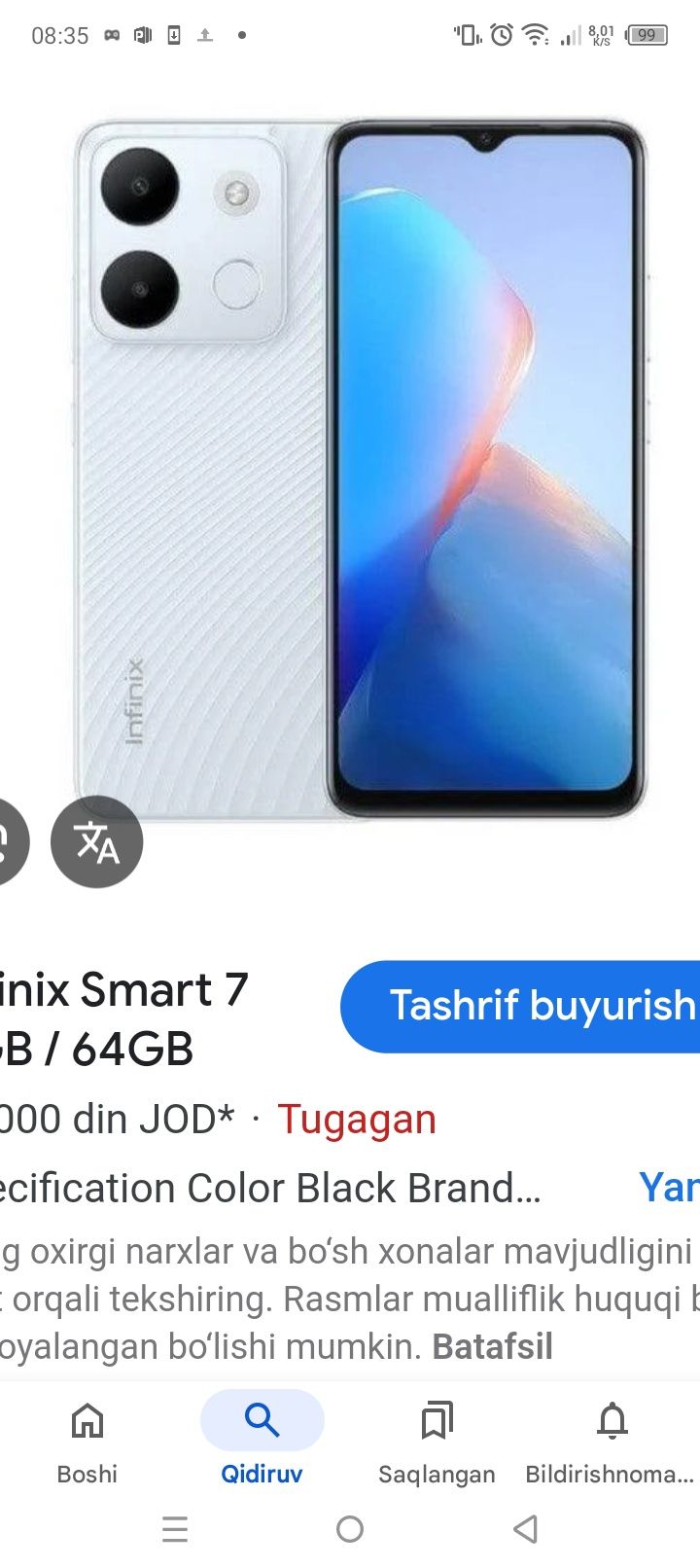 Infinix smart 7 Aybi yoʻq